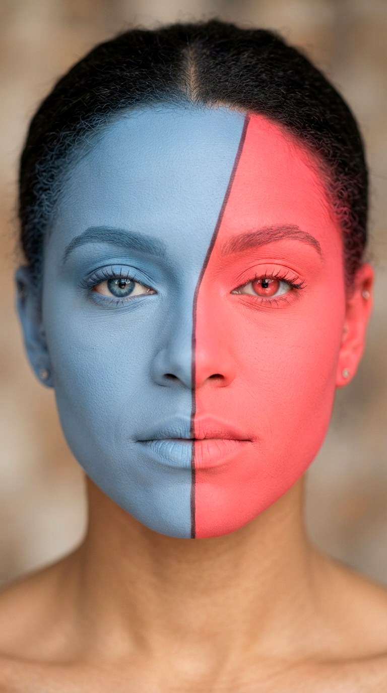 Two Tone Split Diagonals - 30 creative makeup looks