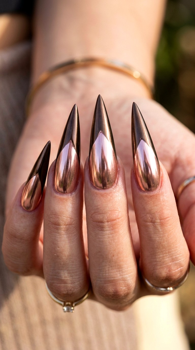 Two Toned Chrome French - 26 Vacation Summer Multicolor Acrylic Nails