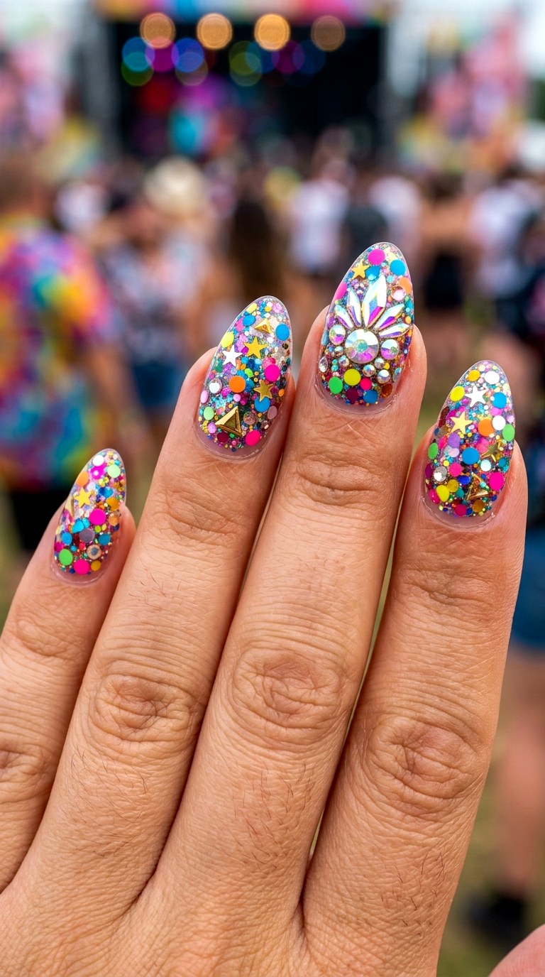 Ultimate Festival Confetti Burst - 27 Festival Spring Colorful Junk Nails