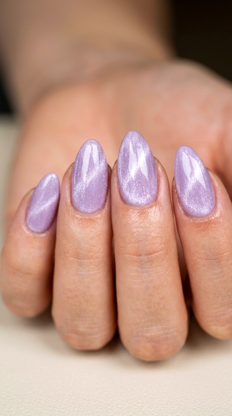 Velvet Cat Eye in Pastel Lavender - 27 Cute Spring Color Street Nails