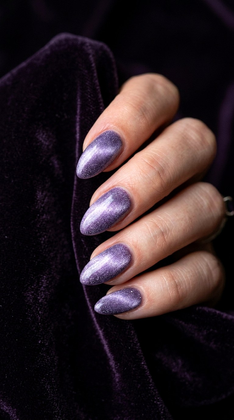 Velvet Lavender Cat Eye Nails - 21  Summer Lavender Magnetic Cat Eye Nails Ideas