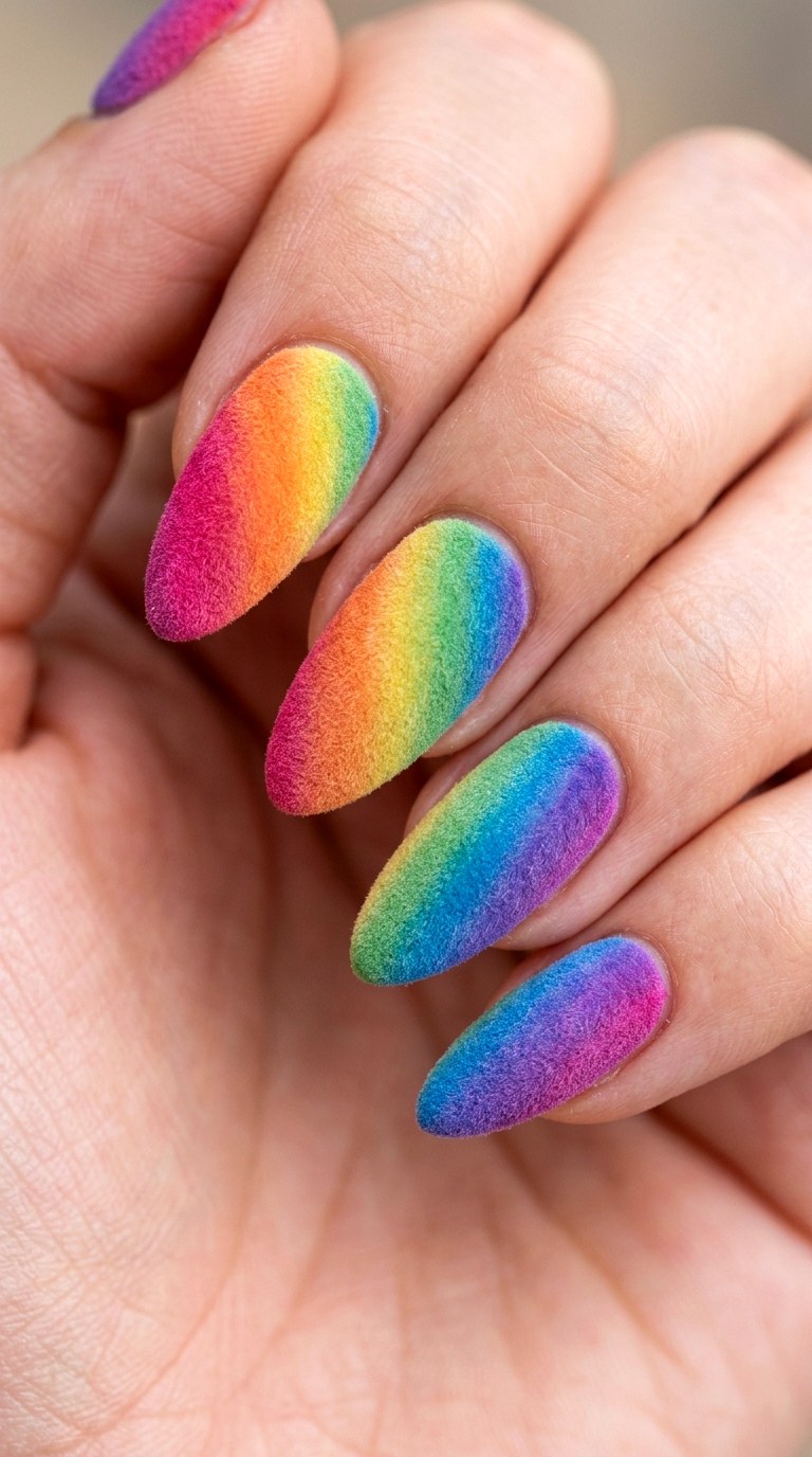Velvet Matte Rainbow Luxury - 26 Rainbow Spring Multicolor Acrylic Nails