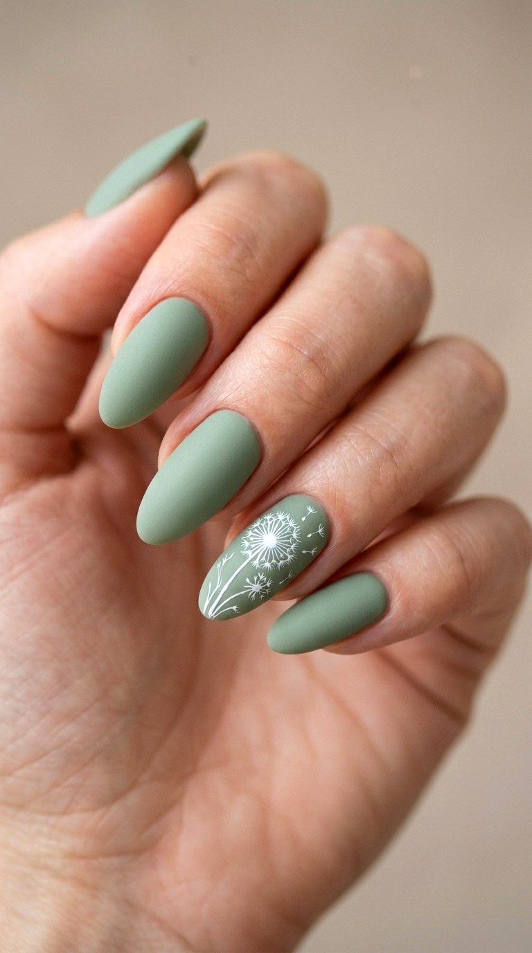 Velvet Sage Green Sophistication - 26 Matte Spring Acrylic Nails