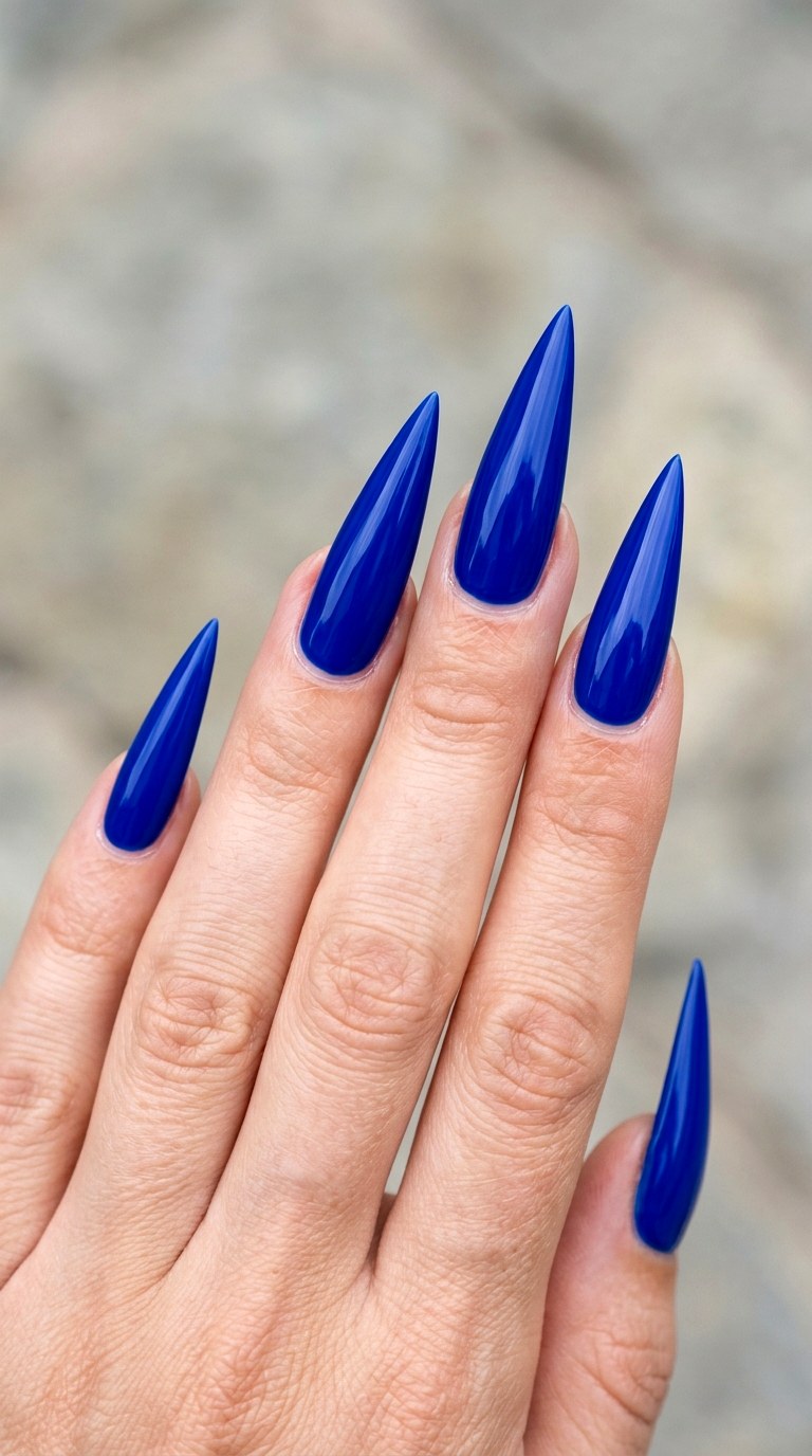 Vibrant Cobalt Core - 21 Edgy Spring Stiletto Nails