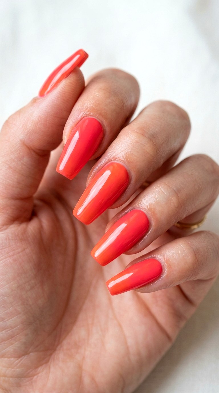 Vibrant Coral Burst - 30 Vibrant Spring Color Street Nails