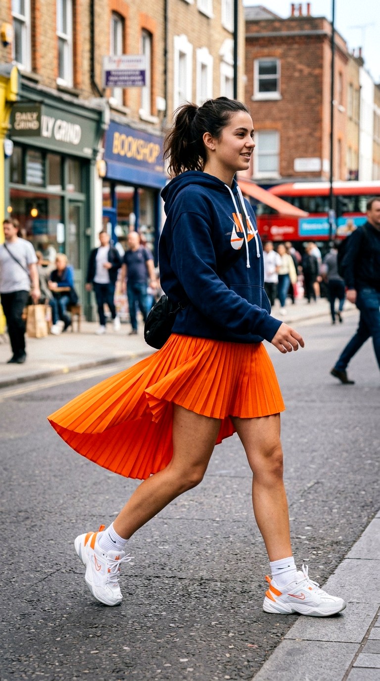 Vibrant Orange Pleated Tennis Style - 20 orange skirt