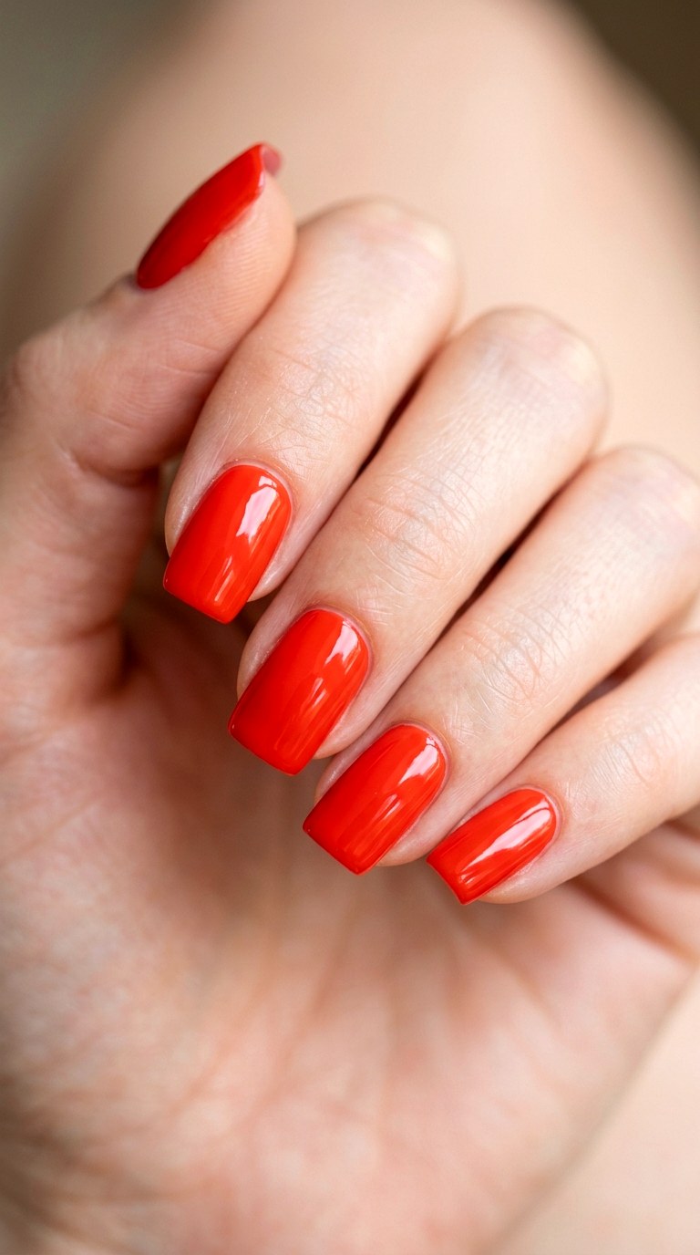 Vibrant Tomato Red Solid - 24 Flawless Spring Color Street Nails