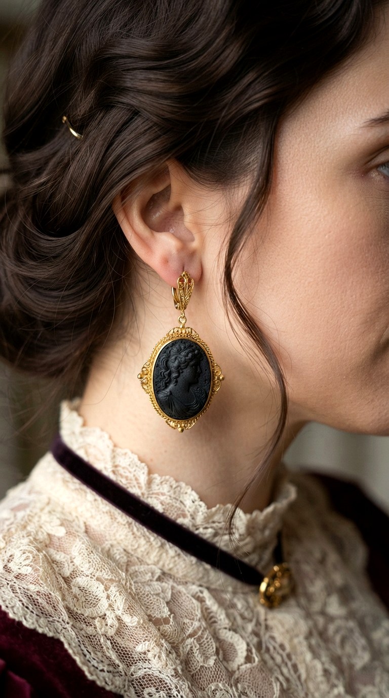 Victorian Inspired Lava Cameos Earrings - 30 classy earrings