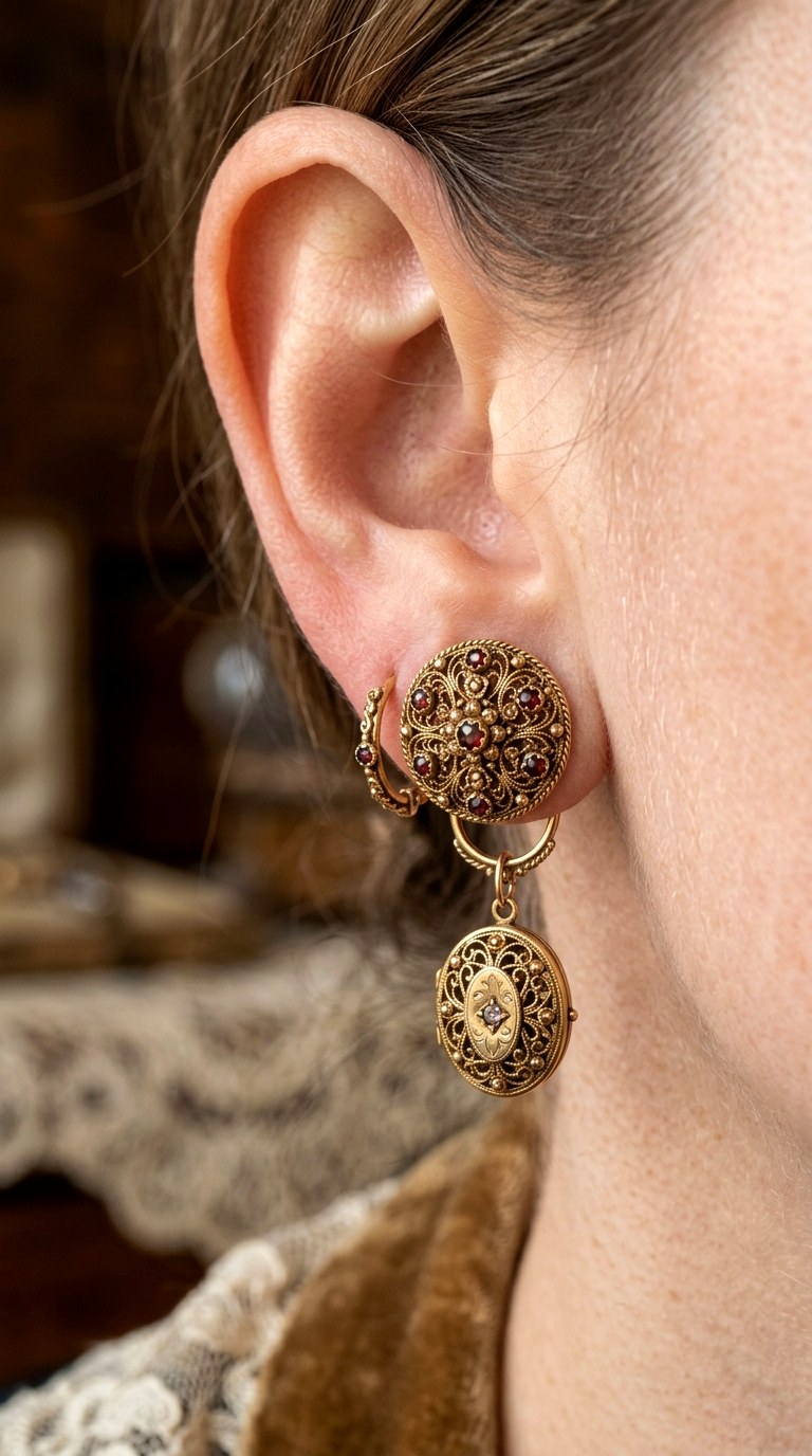 Vintage Filigree Lobe Set Gold Earnings - 27 earring stacks gold