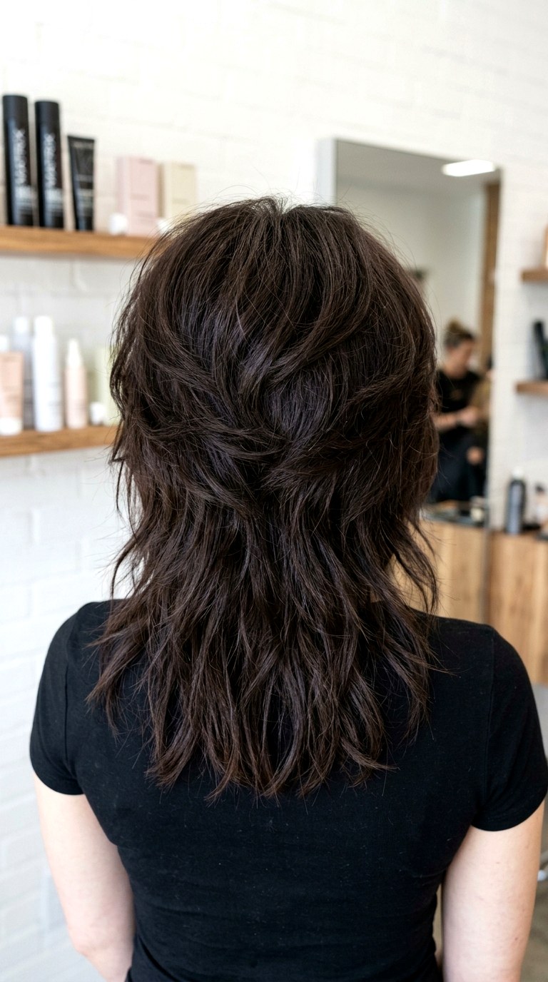 Volumized Crown with Thinned Mid Lengths - 21 Shoulder Length Wolf hair Cut