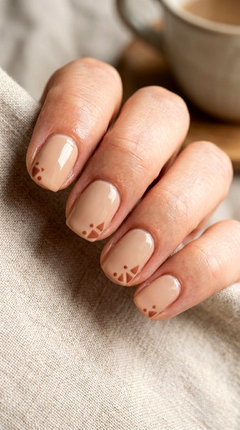 Warm Beige and Terracotta Shapes - 22 Minimalist Spring Two Colored Nails