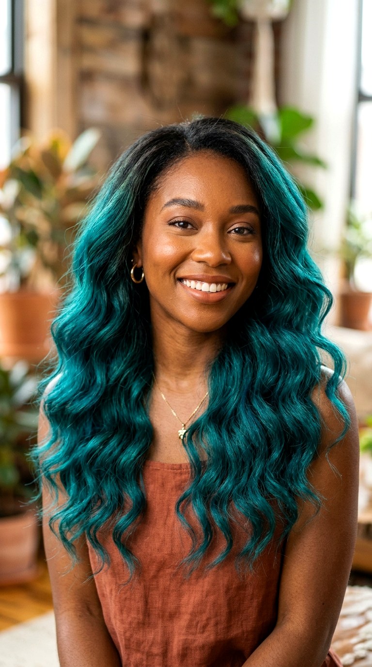 Warm Teal Ombre - 24 hair color for brown skin