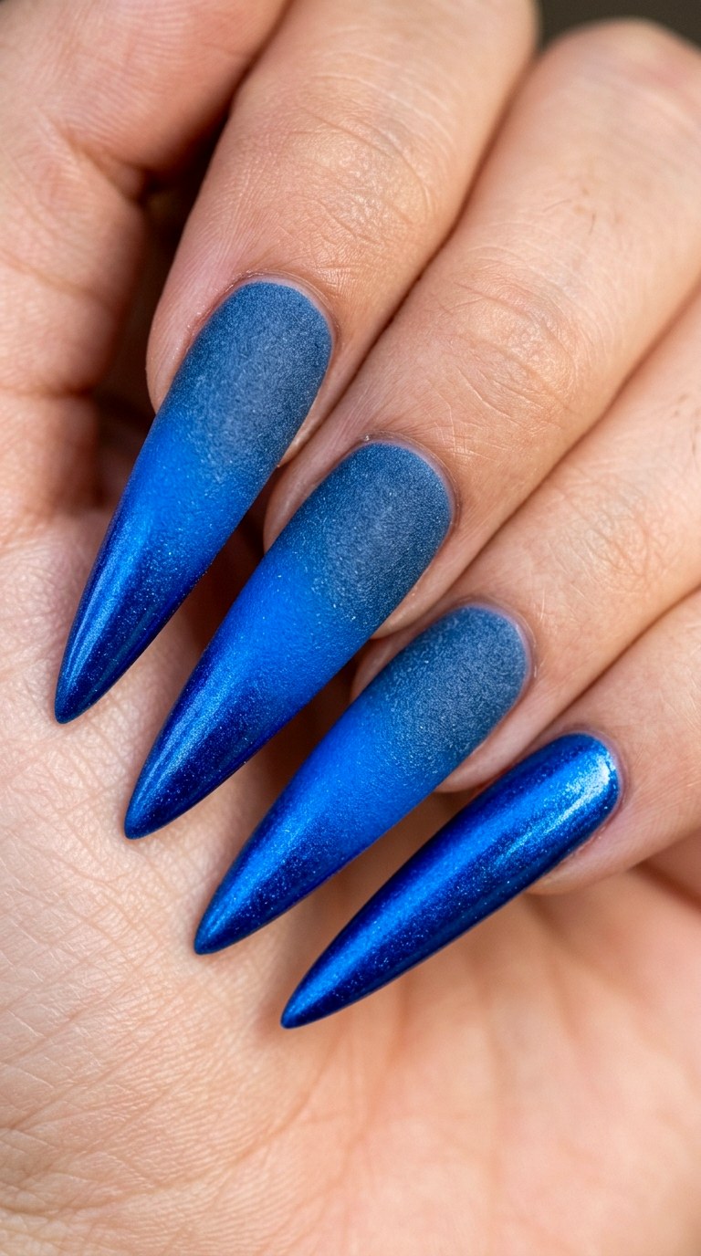Washed Denim to Neon Cobalt - 23 Neon Summer Ombre Nails
