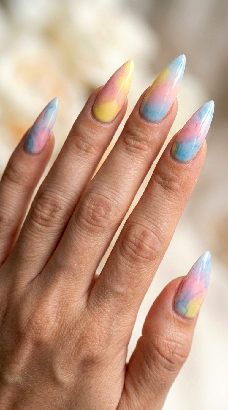 Watercolor Impressionist Garden - 27 Fierce Spring Stiletto Nails