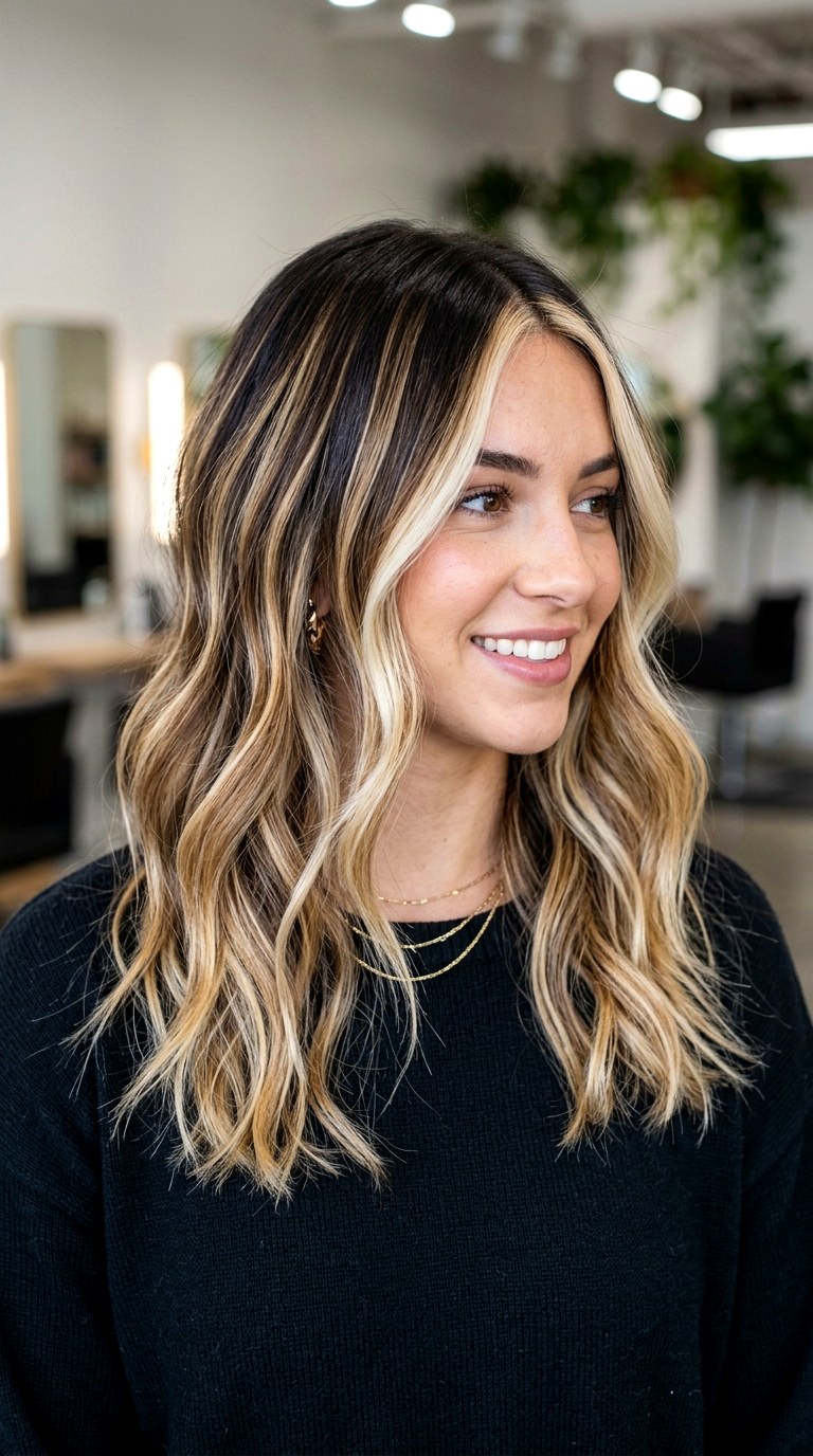 Waterfall Balayage Midi Cut - 22 hairstyles for medium length hair