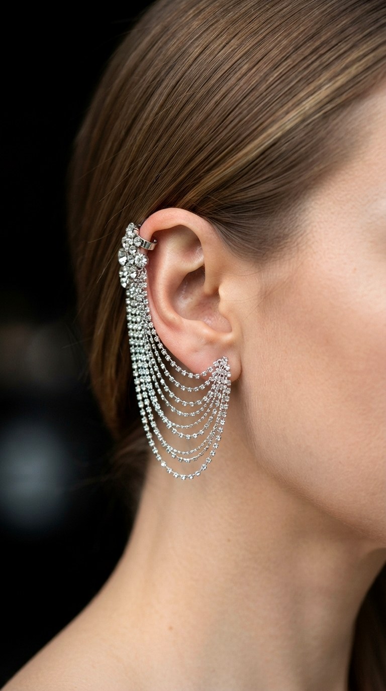 Waterfall Crystal Ear Cuffs Earrings - 30 classy earrings