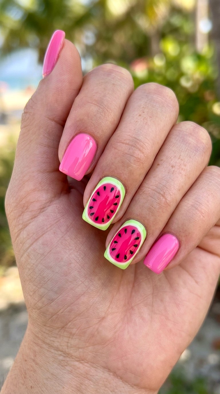 Watermelon Sugar Summer - 25 Spring Break Multicolor Acrylic Nails