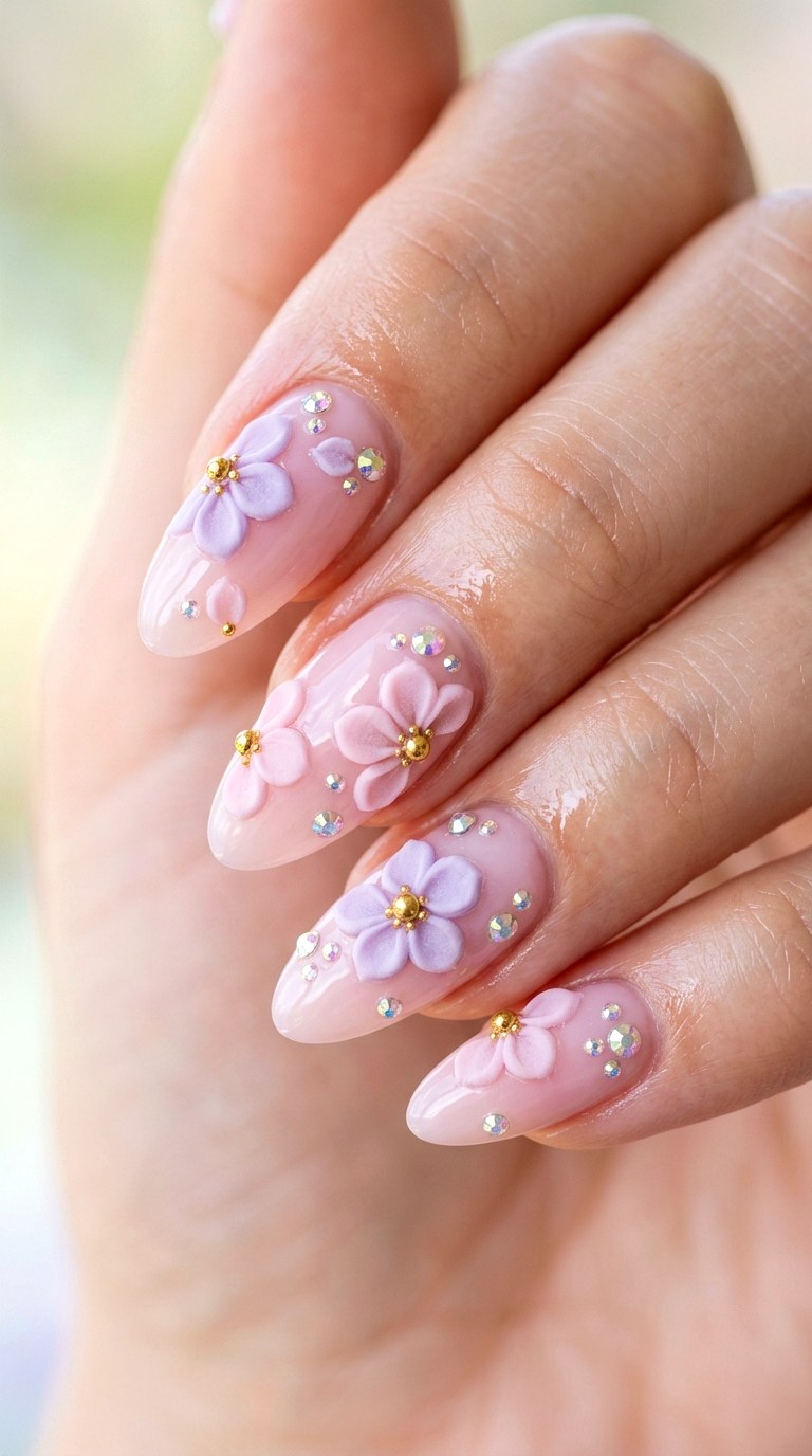 Whimsical D Pastel Garden Nails - 29 Artsy Spring Colorful Junk Nails