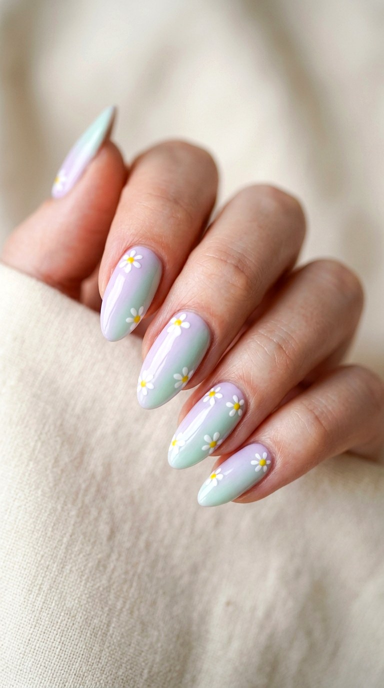 Whimsical Daisy Pastel Blend - 27 Picnic Spring Multicolor Nails