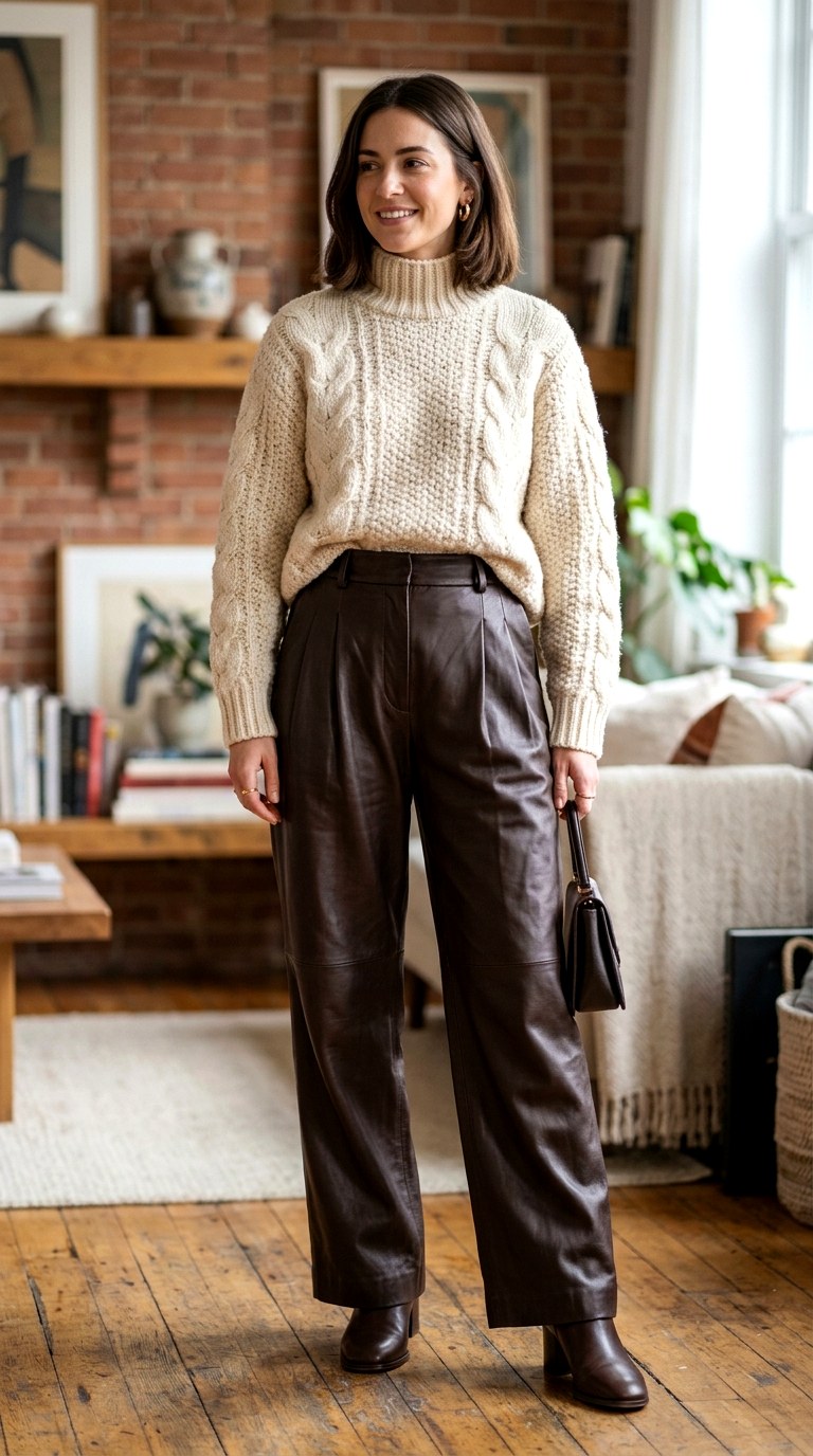 Wide Leg Leather Trousers - 23 corporate outfits