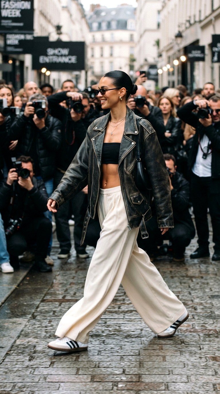 Wide Leg Trouser Proportion Play - 29 leather jacket outfit