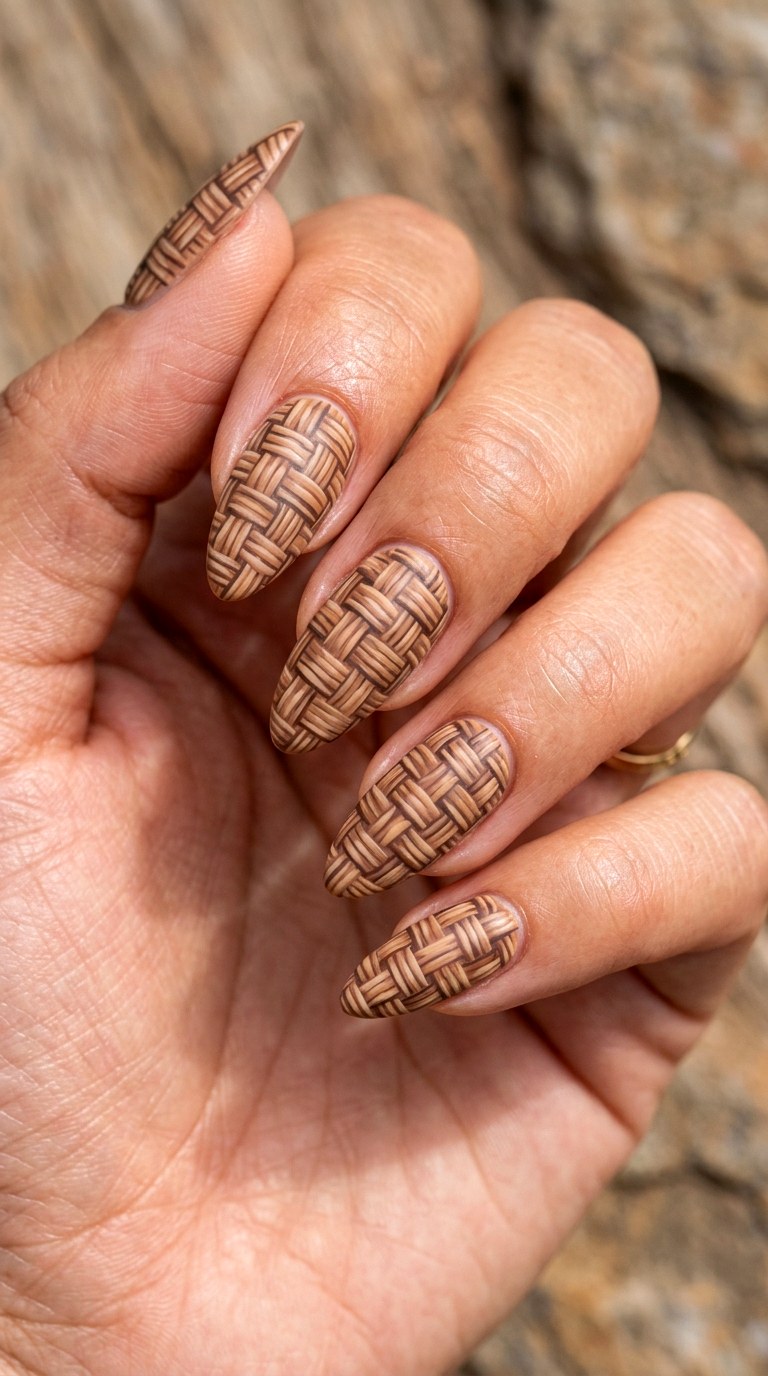 Woven Basket Illusion Nail - 27 Picnic Spring Multicolor Nails