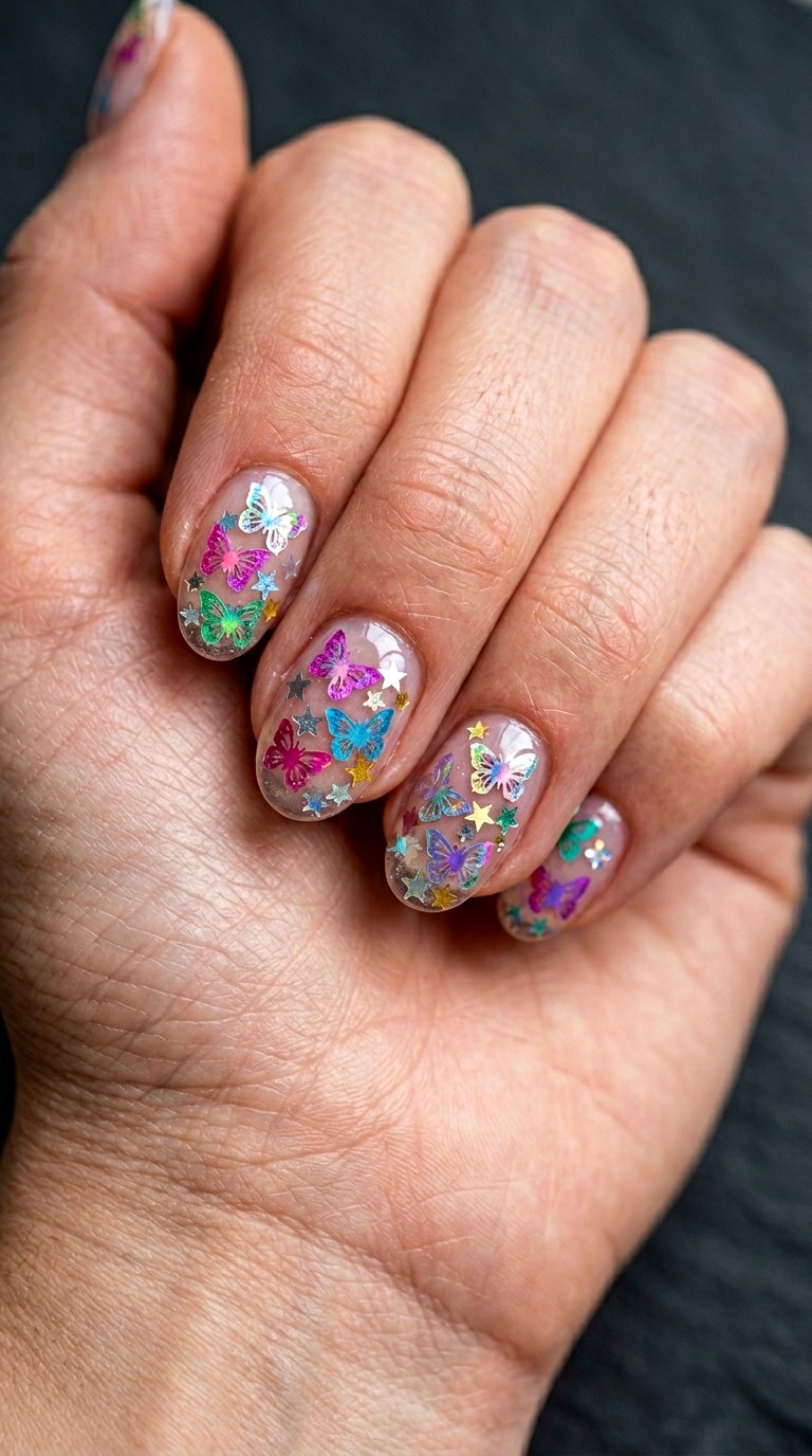 YK Sticker Collage - 22 Funky Spring Colorful Junk Nails