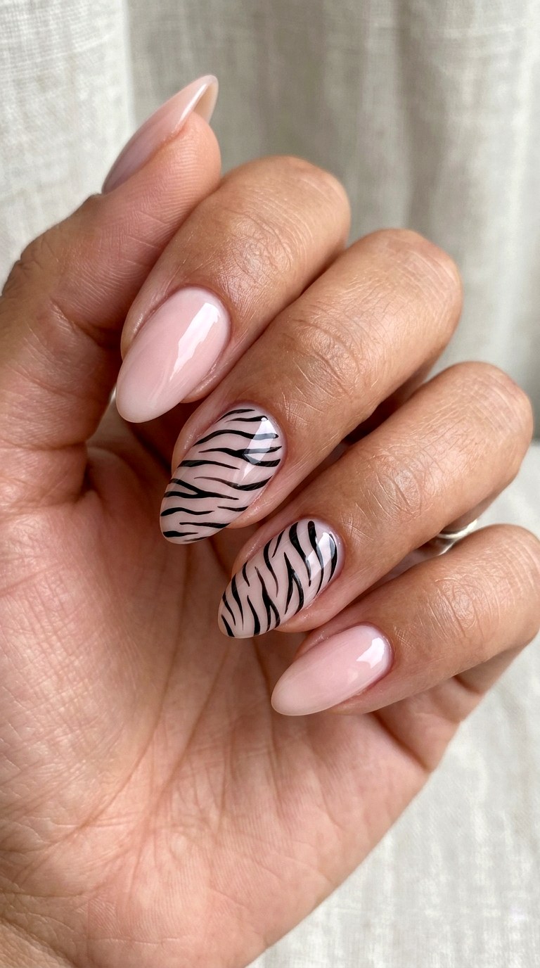 Zebra Print Minimalist Accents - 23 Trendy Spring Color Street Nails