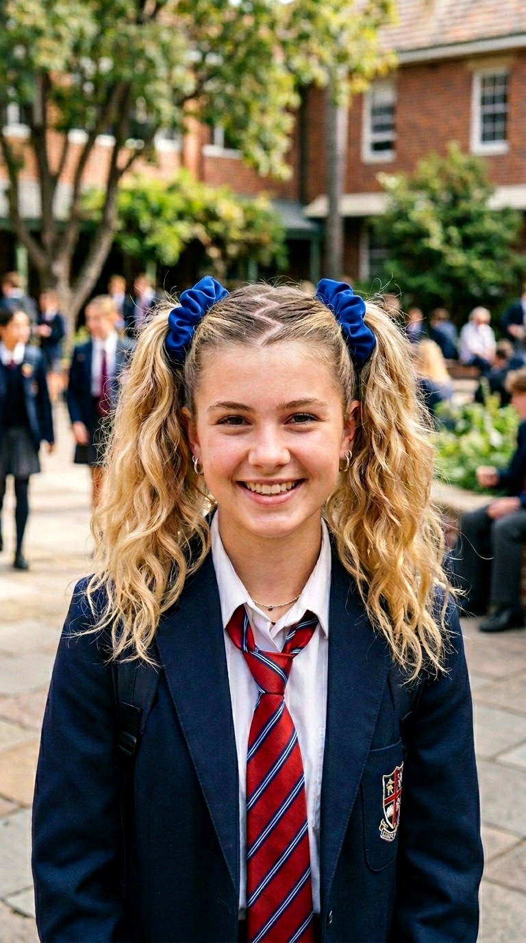 Zigzag Part Pigtails - 26 hairstyles for school