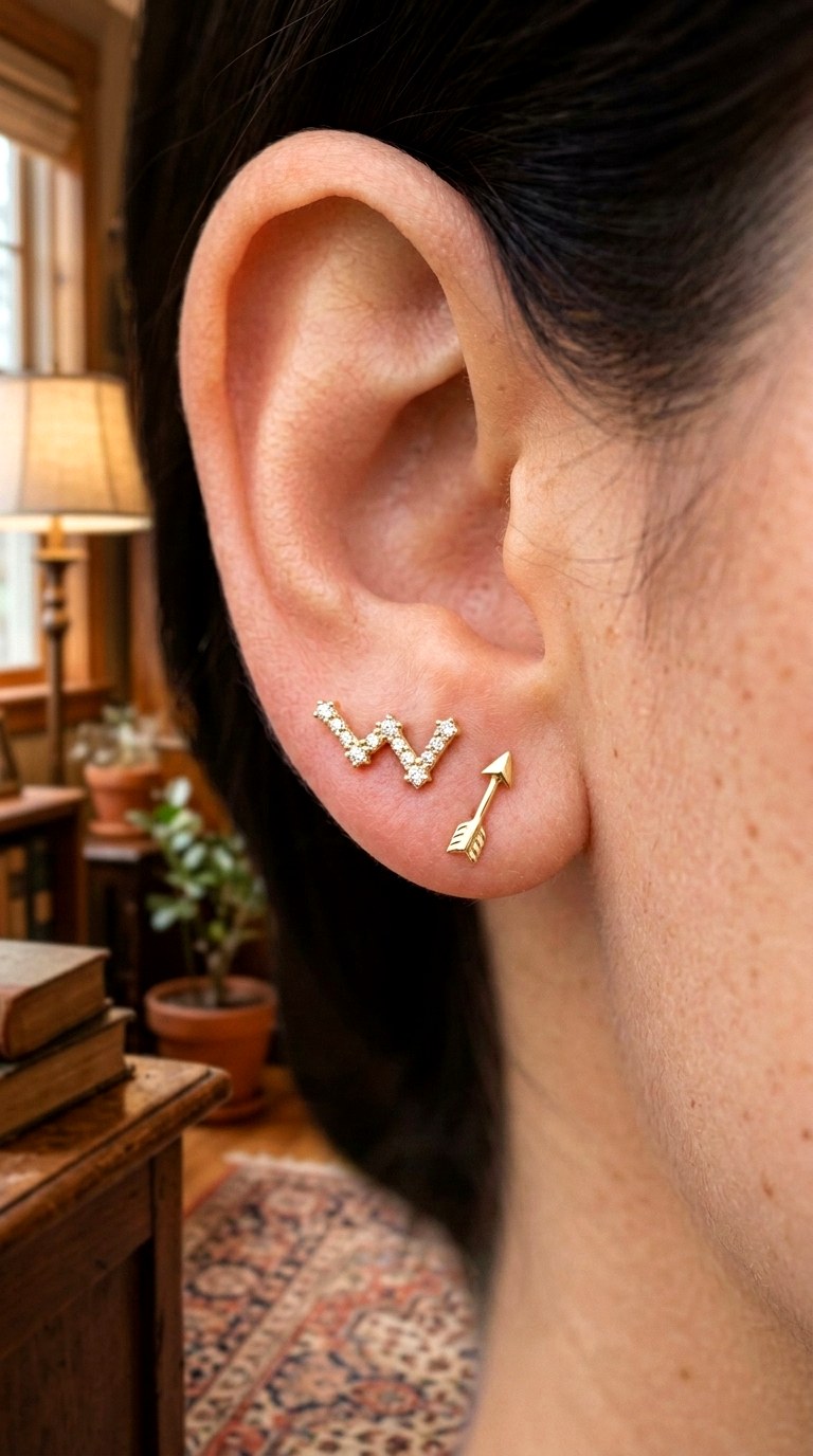 Zodiac Constellation Combo Gold Earnings - 27 earring stacks gold