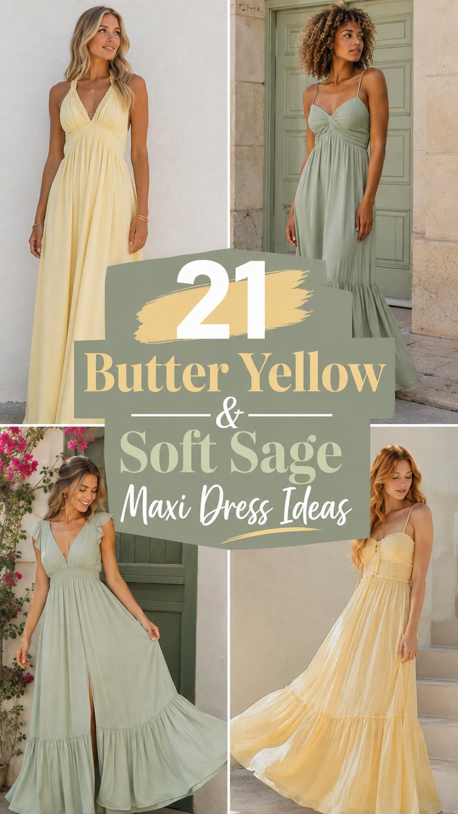 Butter Yellow & Soft Sage Maxi Dress Ideas