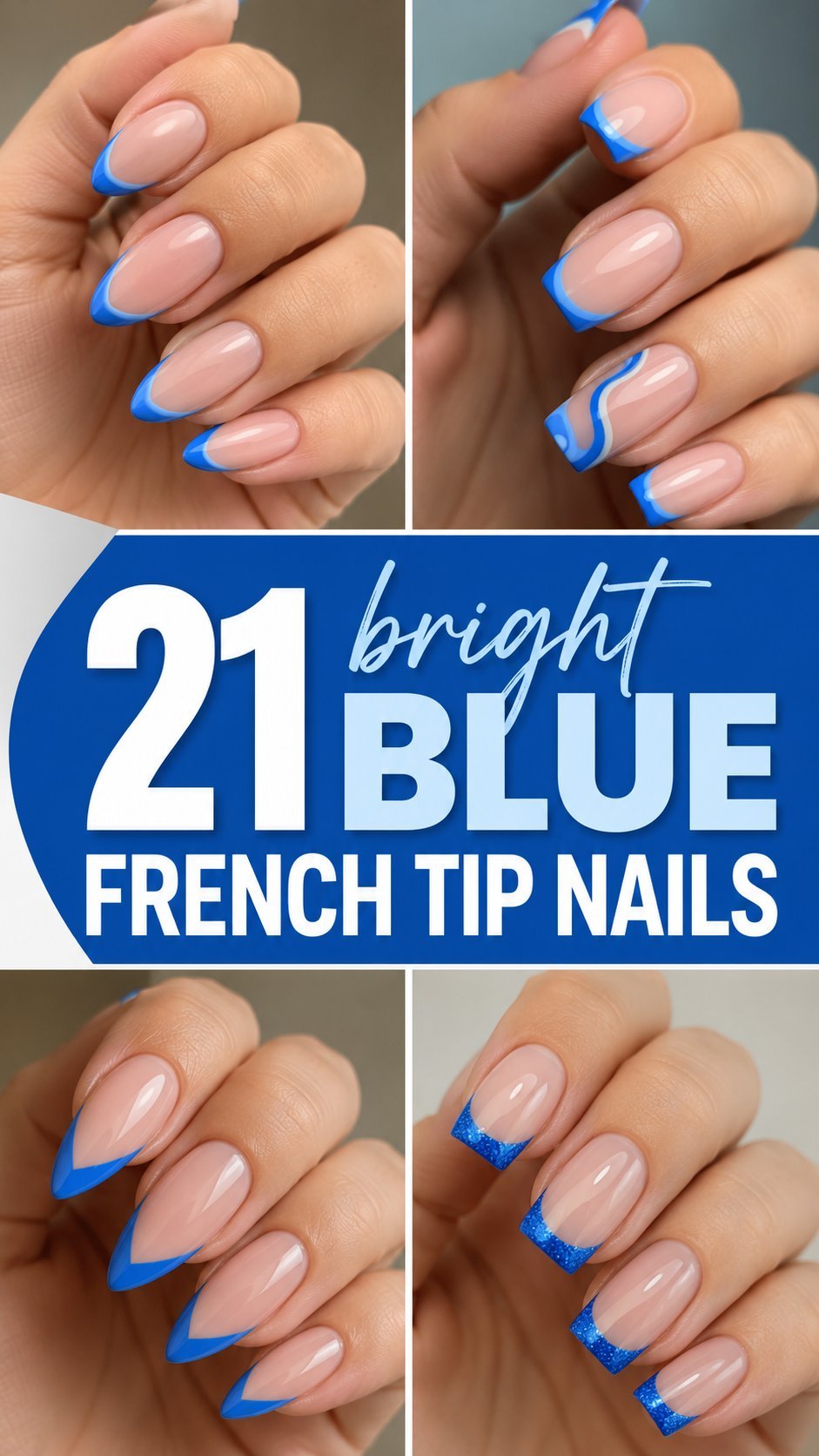 bright blue french tip nails