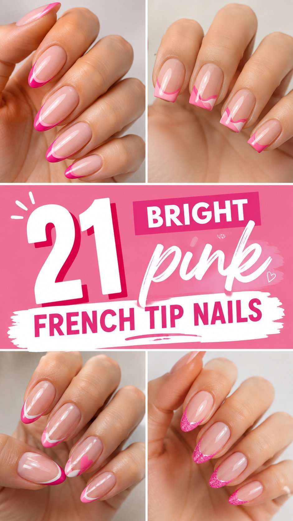 bright pink french tip nails