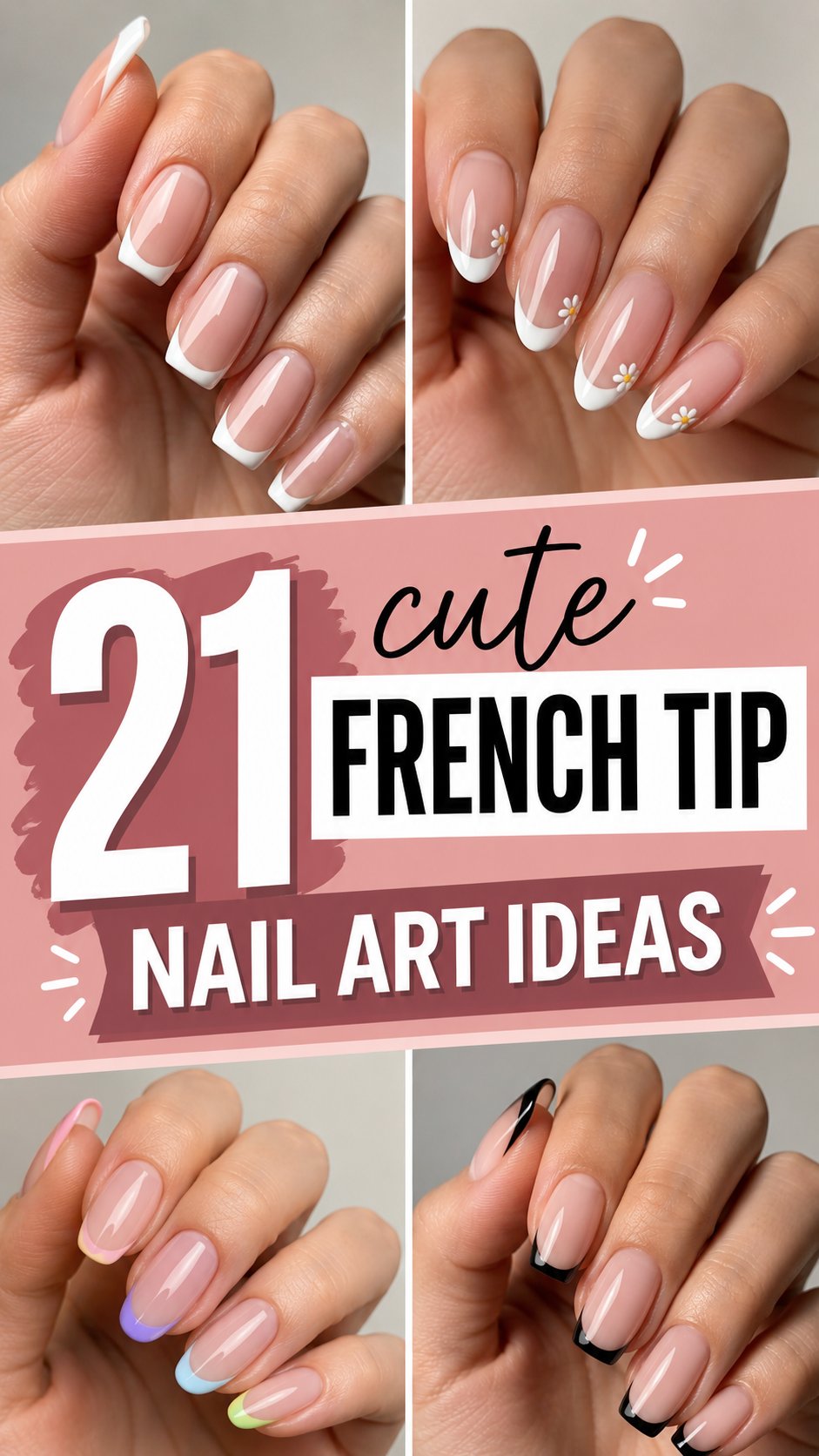 cute french tip nail art ideas