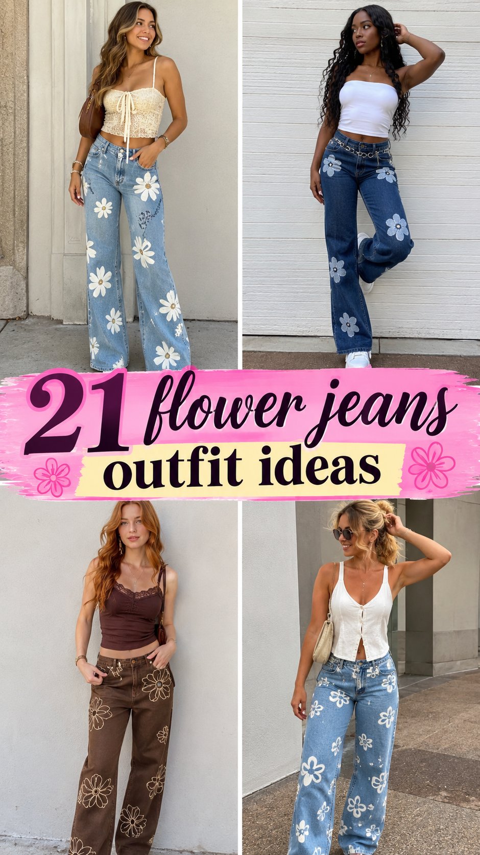 flower jeans outfit ideas