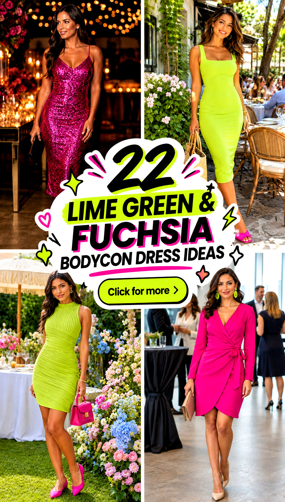 22 Lime Green and Fuchsia Bodycon Dress Ideas - 22 Lime Green & Fuchsia Bodycon Dress Ideas