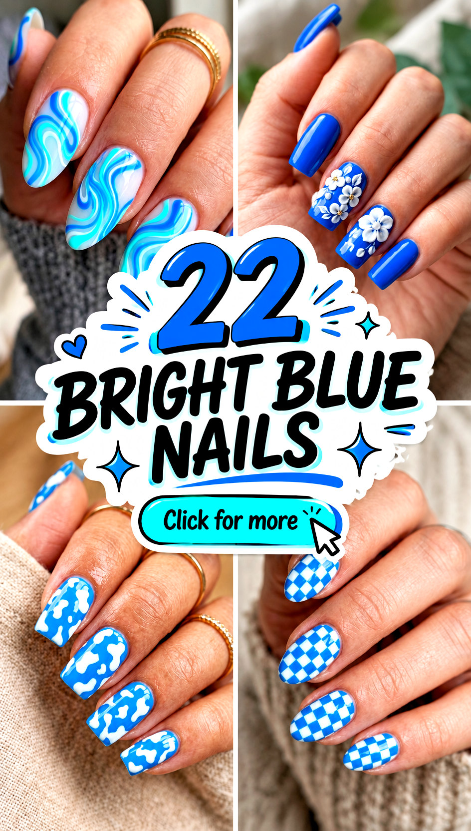 22 bright blue nails - 22 bright blue nails