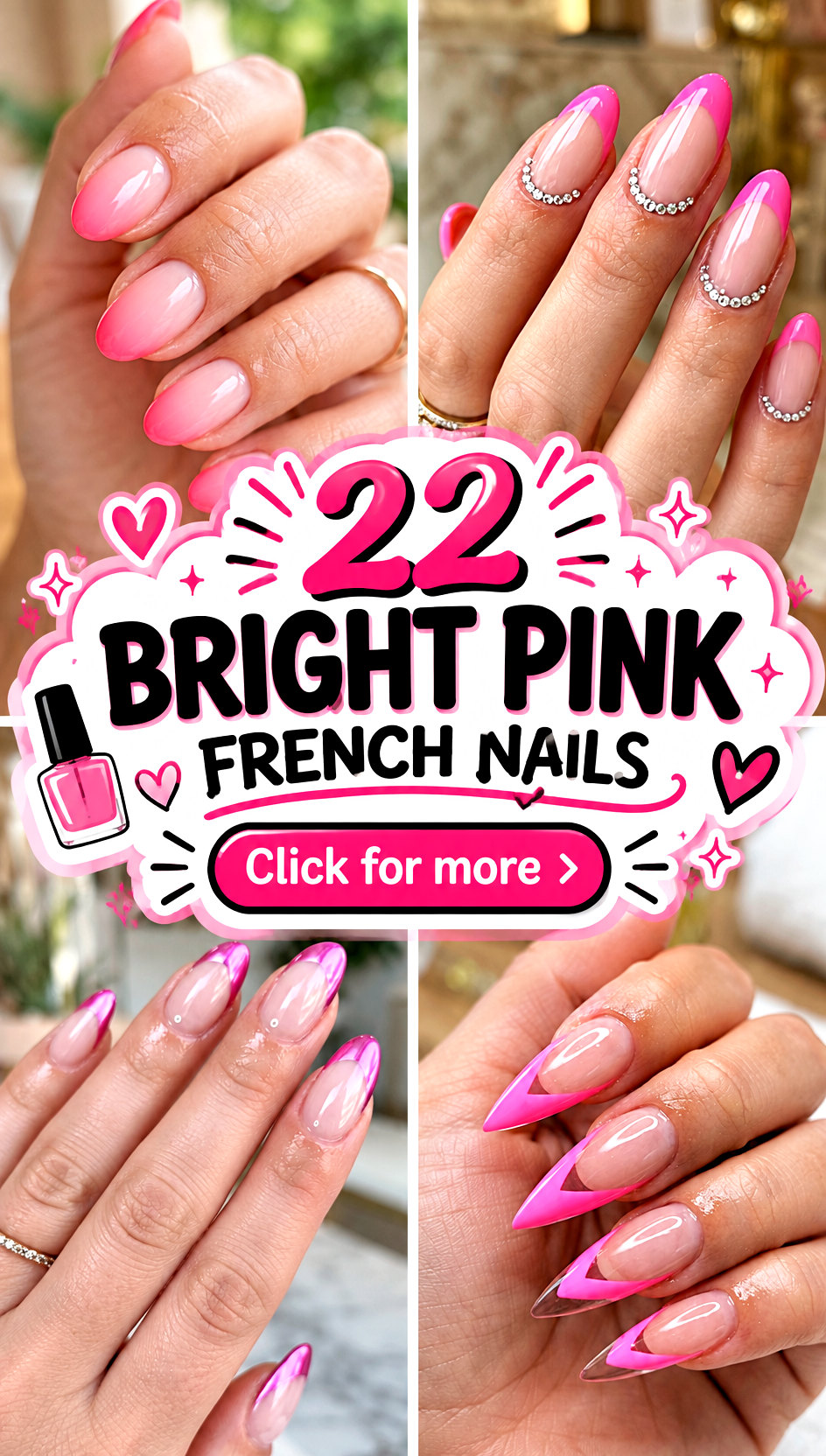 22 bright pink french nails - 22 bright pink french nails