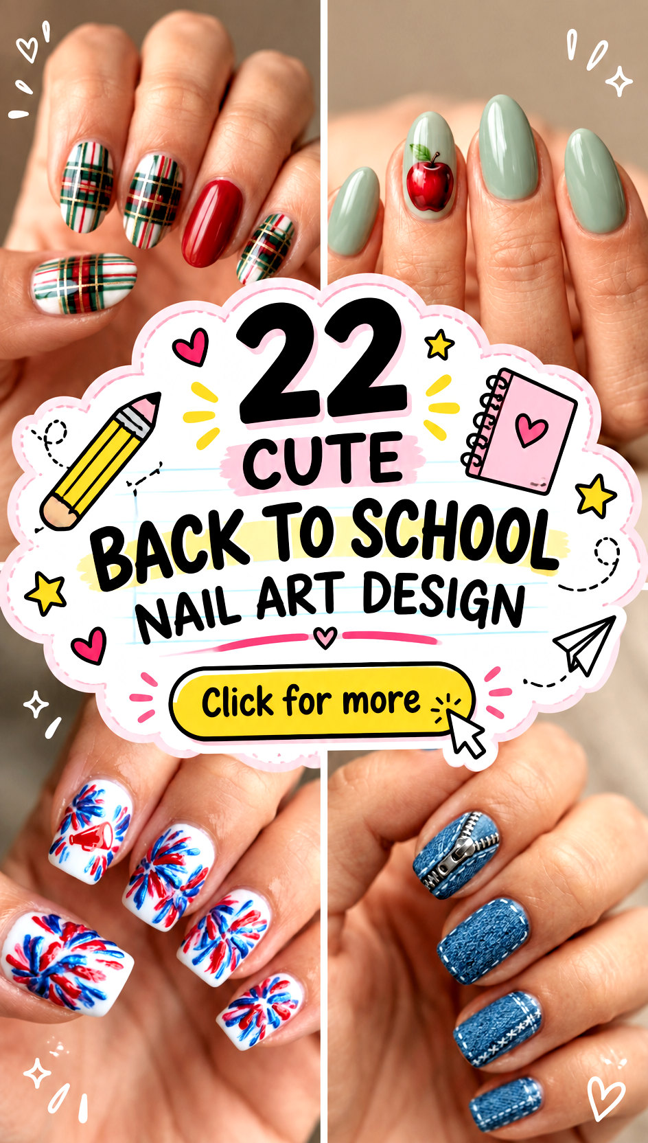 22 cute back to school nail art design - 22 cute back to school nail art design