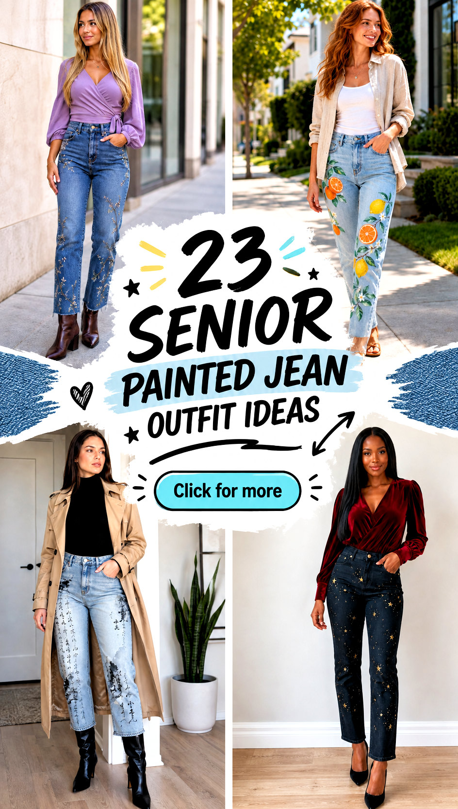 23 senior painted jean outfit ideas - 23 senior painted jean outfit ideas