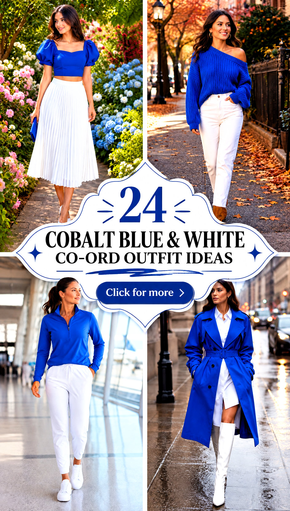 24 Cobalt Blue and White Co-ord outfit Ideas - 24 Cobalt Blue & White Co-ord outfit Ideas