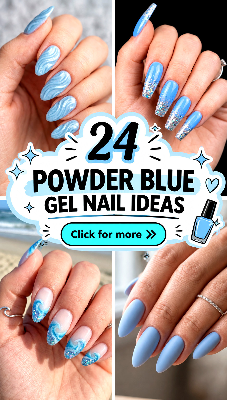 24 Powder Blue Gel Nail Ideas - 24 Powder Blue Gel Nail Ideas