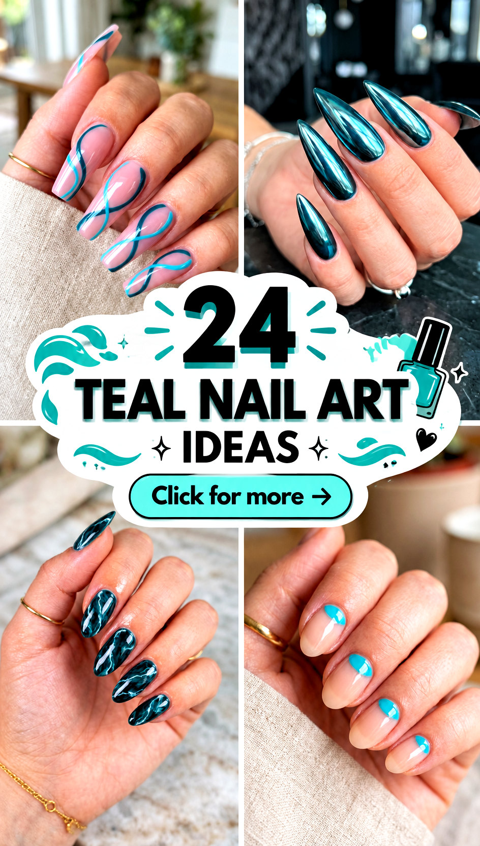 24 Teal Nail Art Ideas - 24 Teal Nail Art Ideas