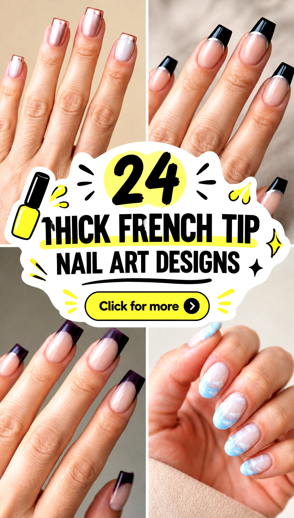 24 thick french tip nail art designs - 24 thick french tip nail art designs