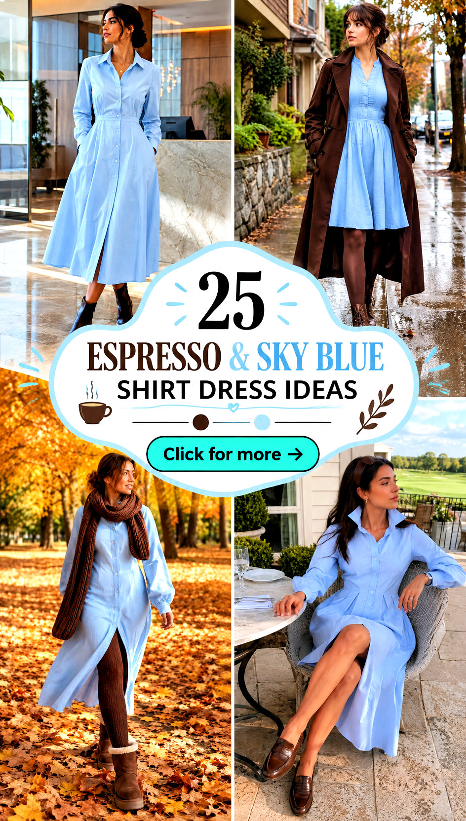 25 Espresso and Sky Blue Shirt Dress Ideas - 25 Espresso & Sky Blue Shirt Dress Ideas