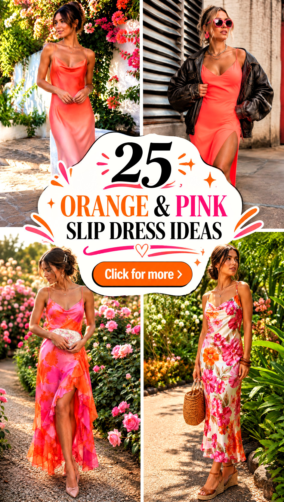 25 Orange and Pink Slip Dress Ideas - 25 Orange & Pink Slip Dress Ideas