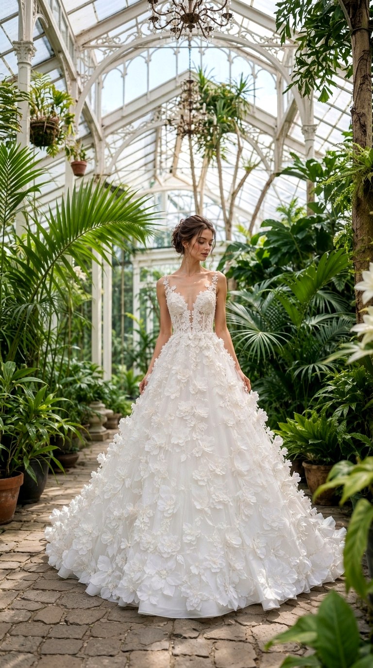 D Floral Applique Details - 22 Dream Wedding Dresses Ideas