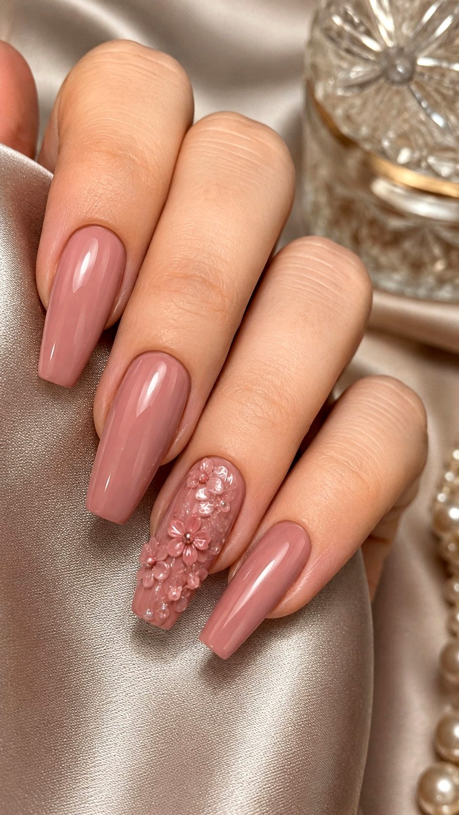 D Floral Desert Pink Embellishments - 20 Desert Rose Pink Nail Ideas