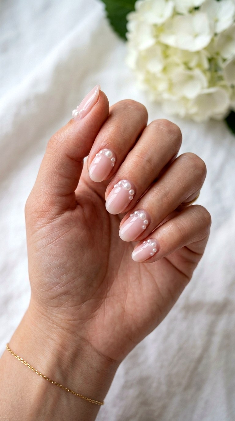 D Pearl Drop Minimalist Accents - 24 Summer Nail Design Inspo