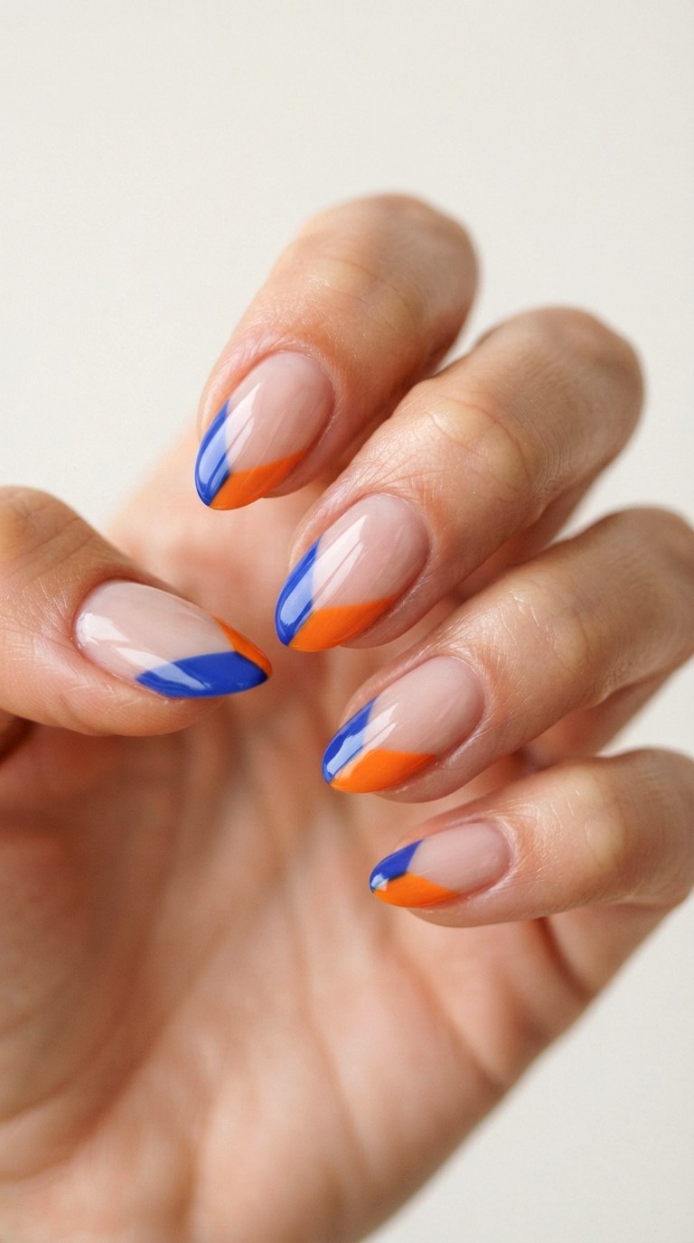 Abstract Color Block French Tips - 21 cute french tip nail art ideas